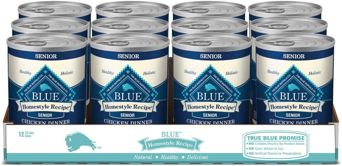 Blue Buffalo Homestyle Recipe Natural Senior Wet Dog Food. Chicken 12.5-oz can (Pack of 12)