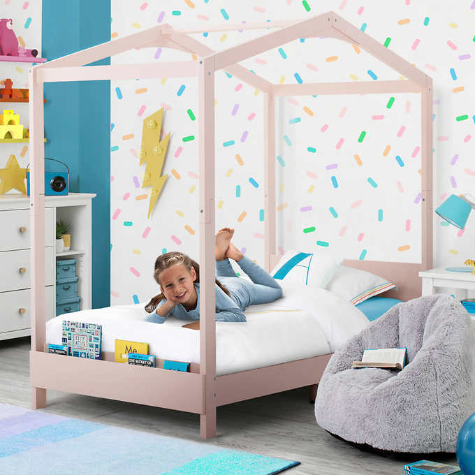 Delta Children ‎W129270-1379 Poppy House Wood Twin Bed. Platform Bed. Pink