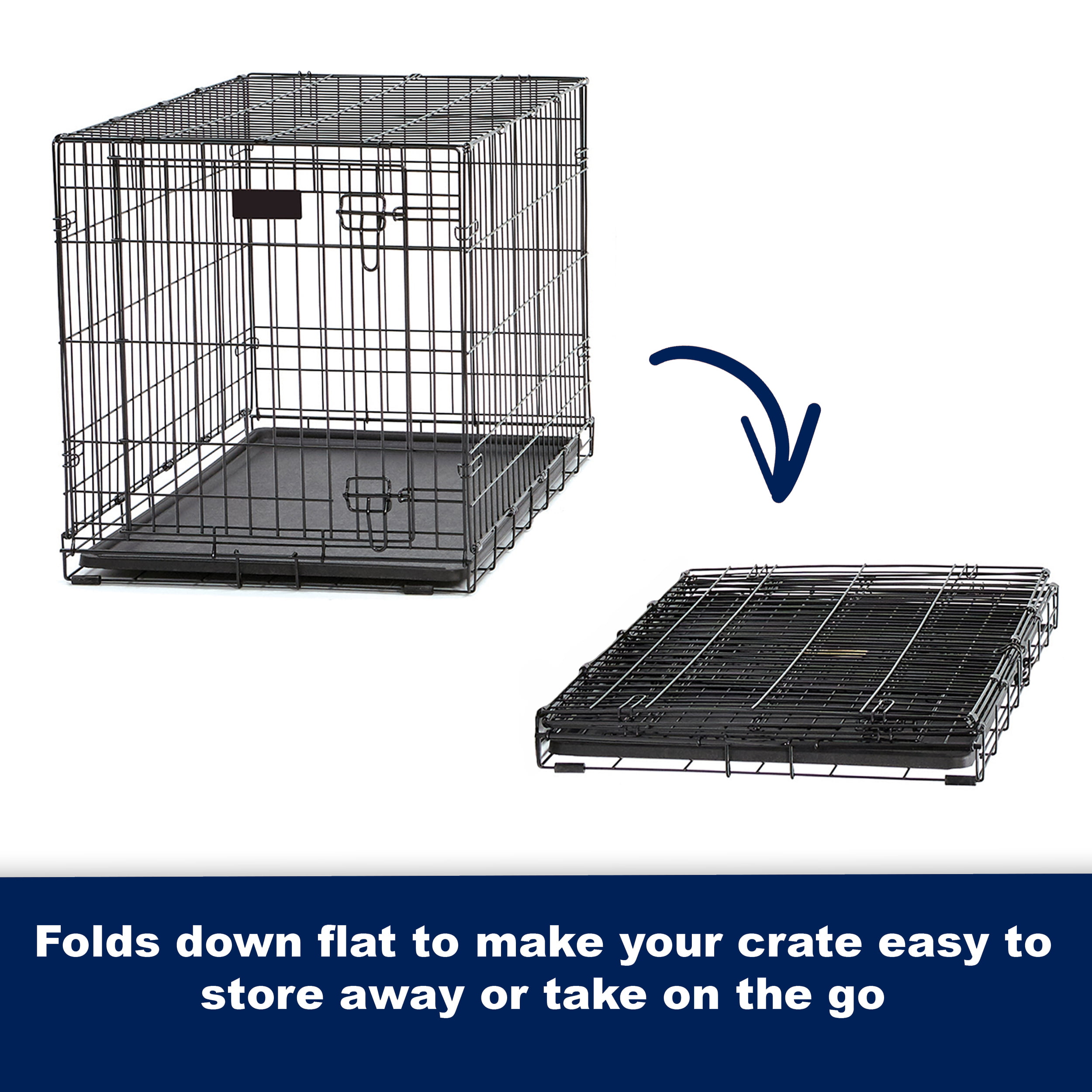 MidWest Homes For Pets Life Stages Folding Double Door Metal Dog Crate. 48″