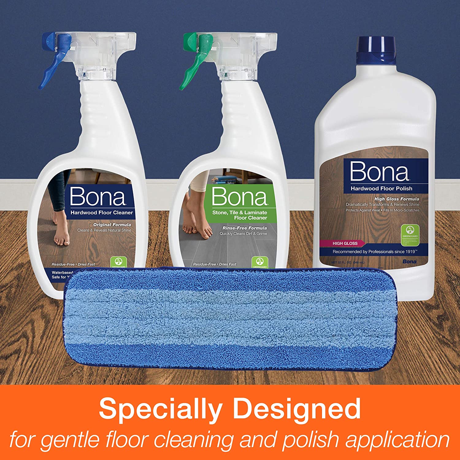 Bona Microfiber Cleaning Pad. 3 Count. for Hardwood and Hard-Surface Floors