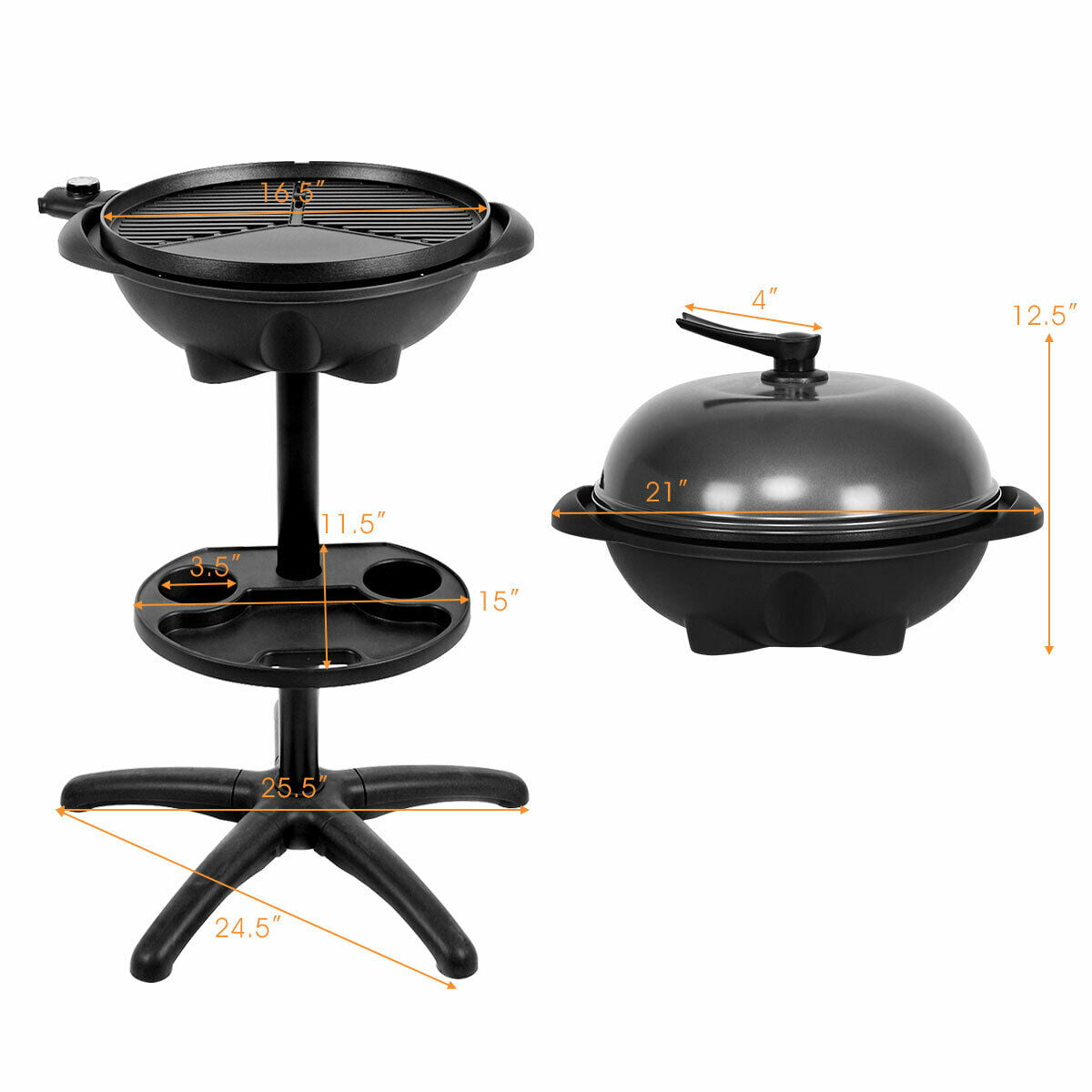 Costway Electric BBQ Grill 1350W Non-stick 4 Temperature Setting Outdoor Garden Camping