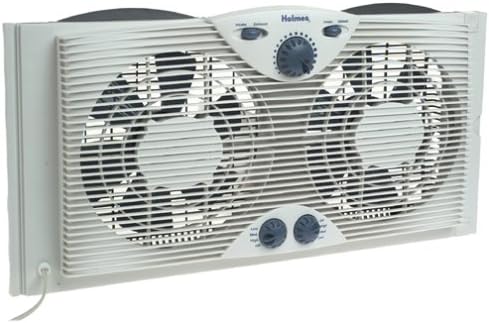 Holmes Dual 8″ Blade Twin Window Fan with Manual Controls. 3 Speed Settings. White