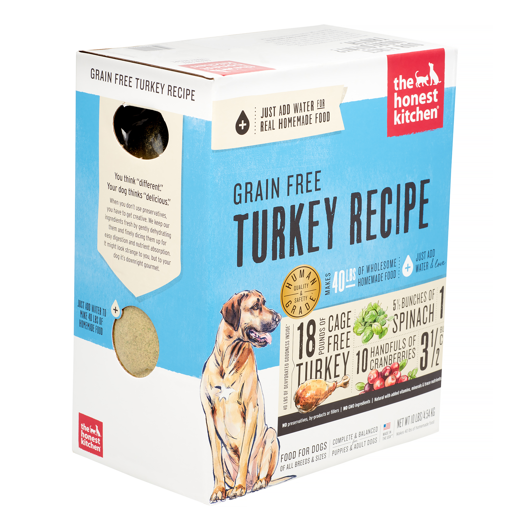 The Honest Kitchen Embark: Natural Human Grade Dehydrated Dog Food. Grain Free Turkey. 10 lbs (Makes 40 lbs)