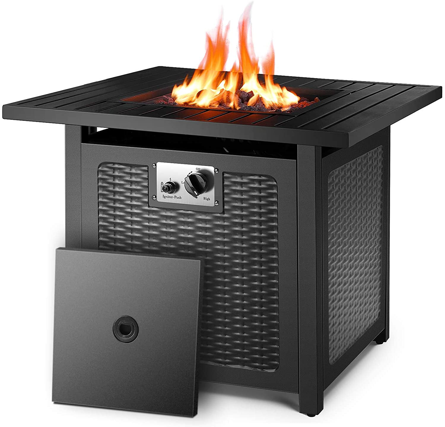 GARTIO 30″ Square 50000 BTU Propane Fire Pit Table with Lava Rocks for Outdoor Patio Yard