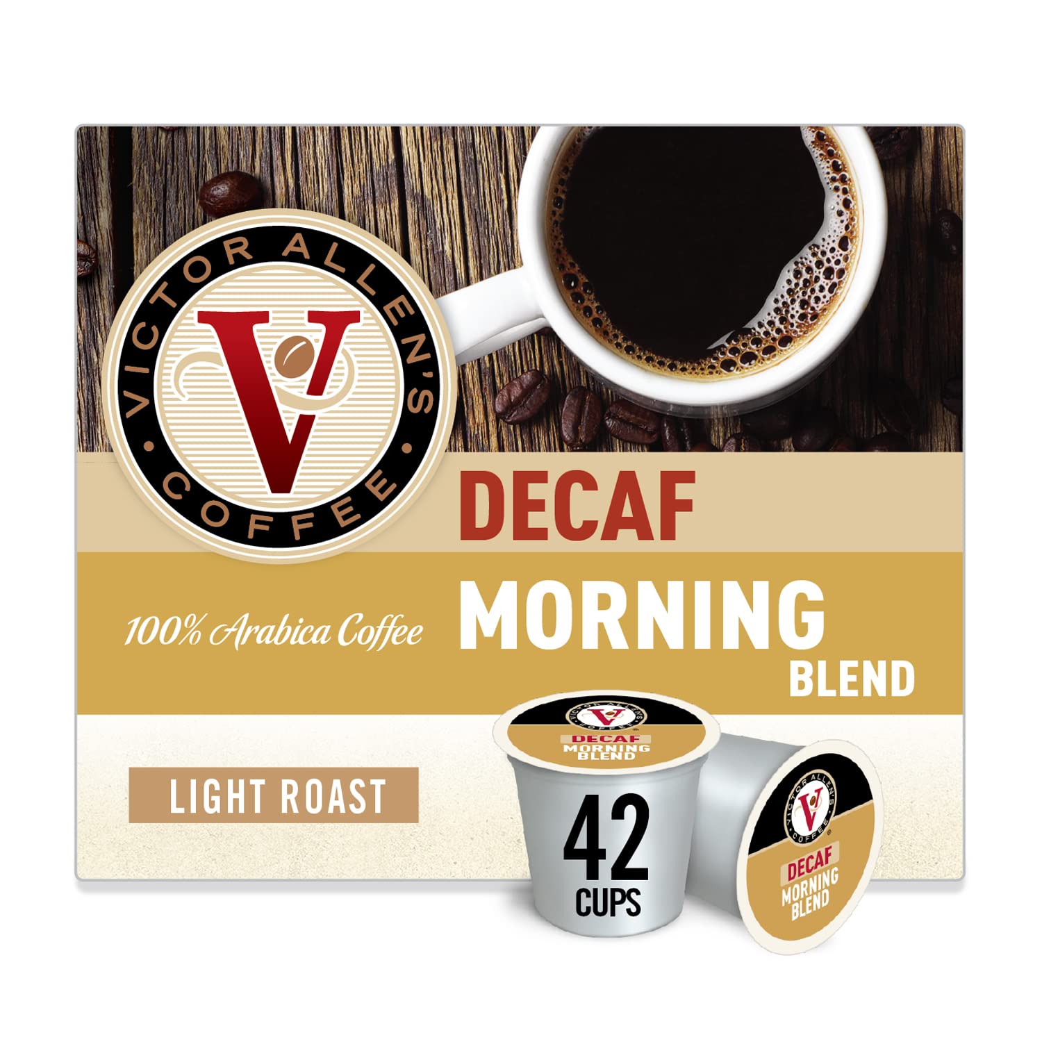 Victor Allen's Decaf Morning Blend for K-Cup® Keurig 2.0® Brewers. 42 Count. Victor Allen's Coffee® Light Roast Single Serve Coffee Pods