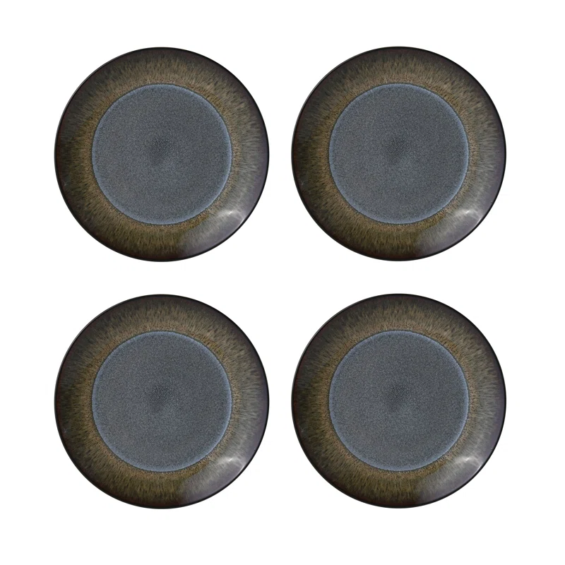 Pfaltzgraff 5237442 Monroe 16-Piece Porcelain Dinnerware Set. Service for 4. Dark Gray