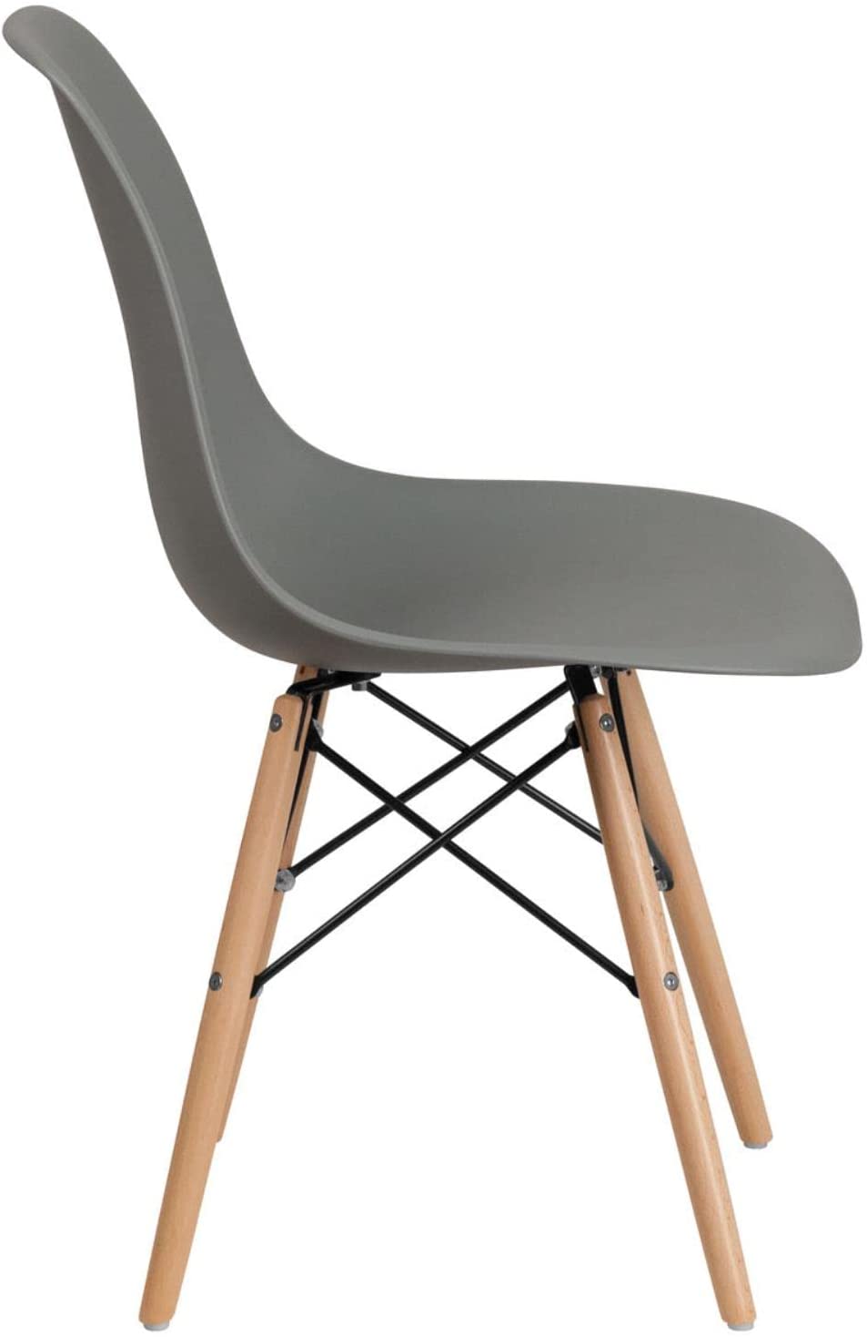 Flash Furniture FH-130-DPP-GY-GG Elon Series Moss Gray Plastic Chair with Wooden Legs