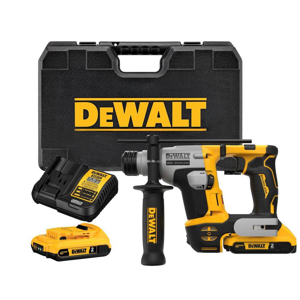 DEWALT DCH172D2 20V Max Lithium-Ion Brushless Cordless 5/8 in. SDS PLUS Rotary Hammer Kit with Two 2.0Ah Batteries and Charger