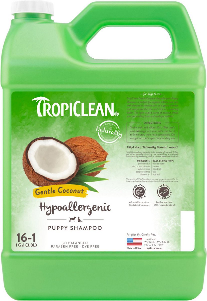 TropiClean Hypo-Allergenic Gentle Coconut Puppy & Kitten Shampoo. 1 Gal. Bundle of 2
