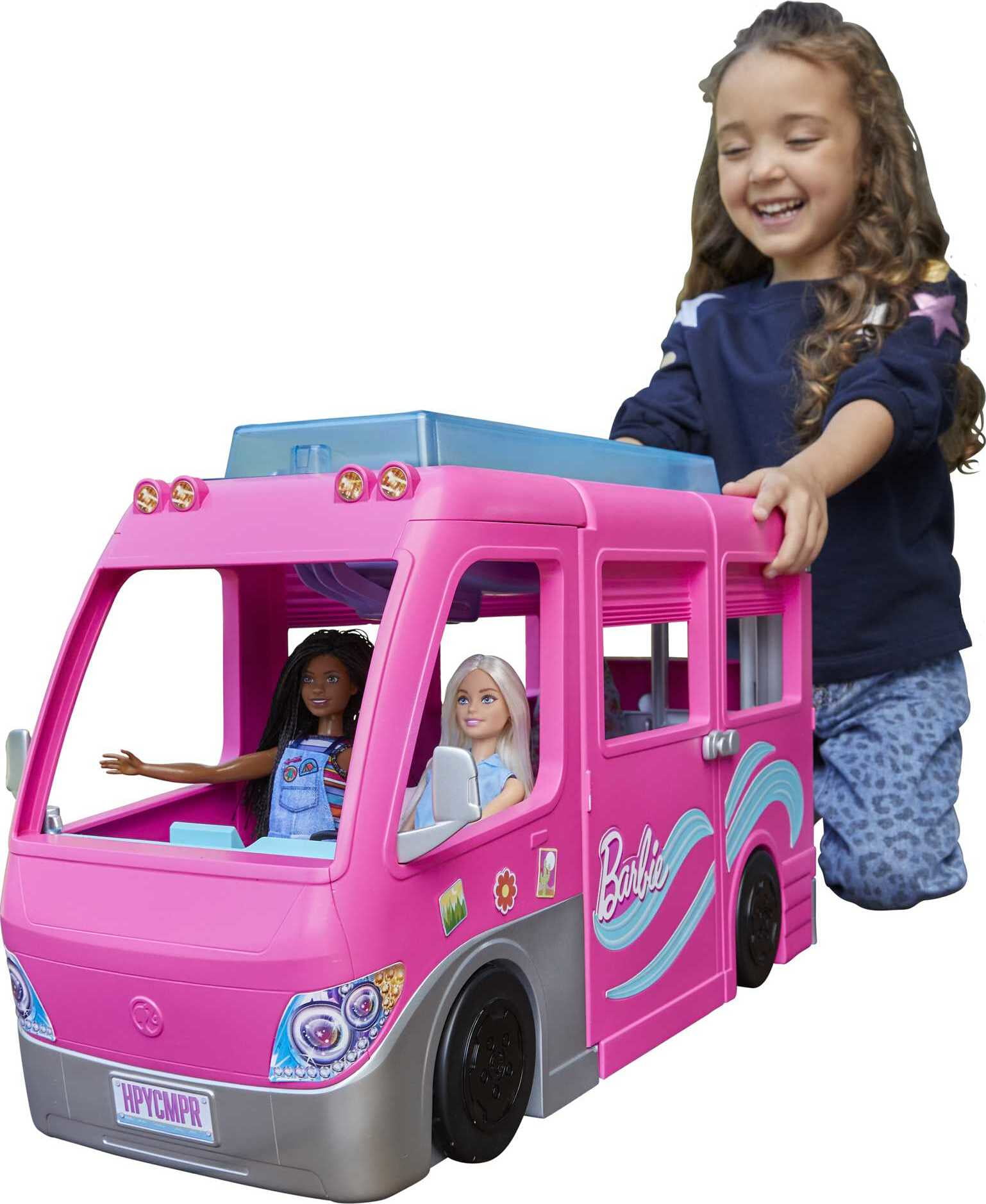 Barbie Camper. Doll Playset with 60 Accessories. 30-Inch Slide. Dream Camper