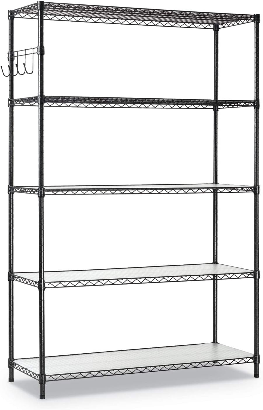 Alera 5-Shelf Wire Shelving Kit with Casters and Shelf Liners. 48w x 18d x 72h. Black Anthracite