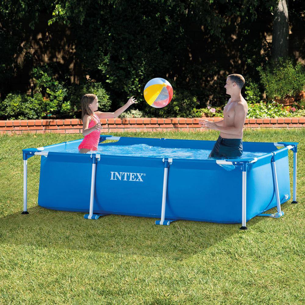 Intex 28271EH 8.5 ft. x 5.3 ft. x 2.13 ft. Rectangular Frame Above Ground Swimming Pool. Blue