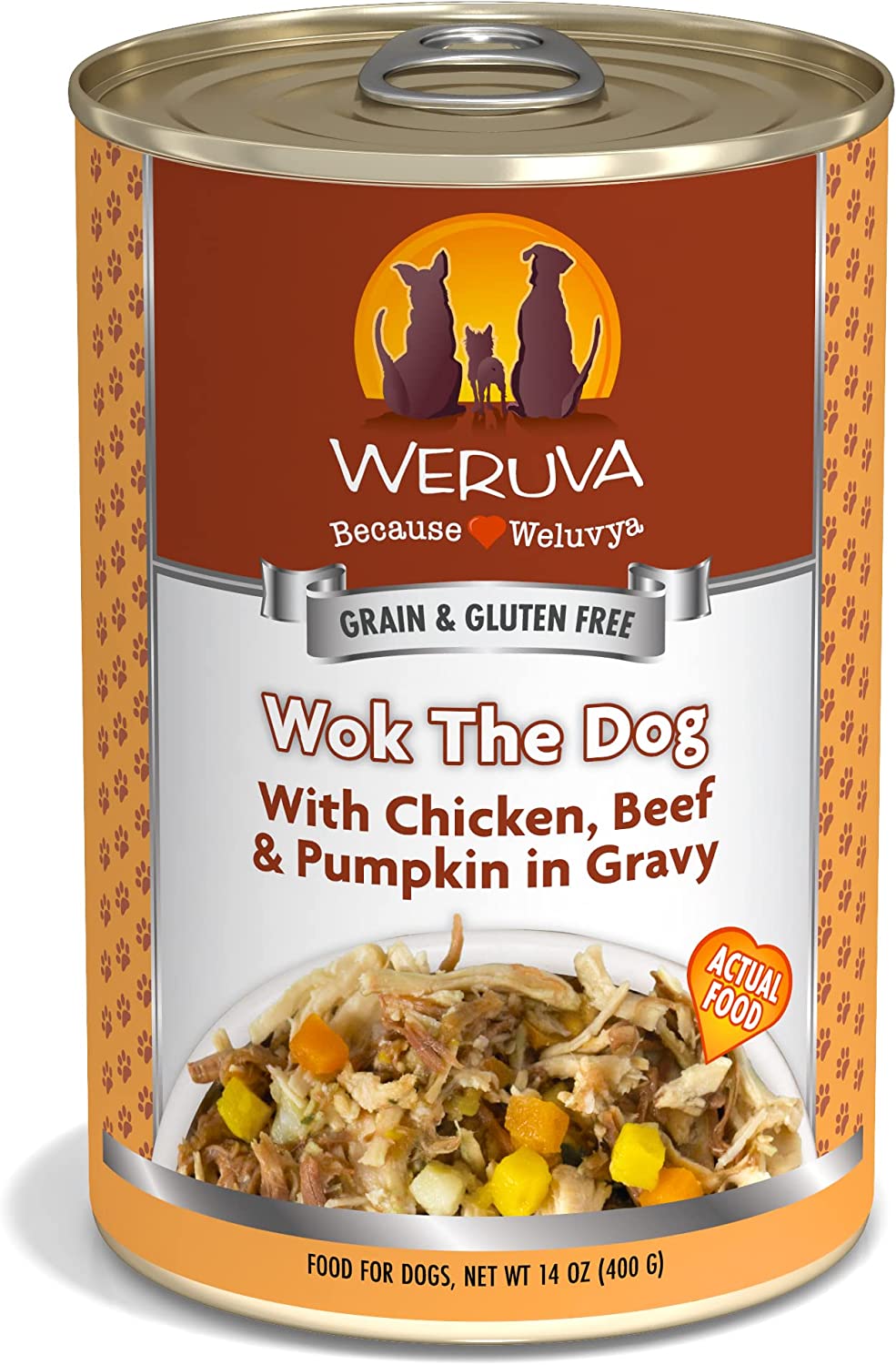 Weruva Wok the Dog with Chicken Beef & Pumpkin in Gravy Grain-Free Canned Dog Food 14 Ounce (Pack of 12)