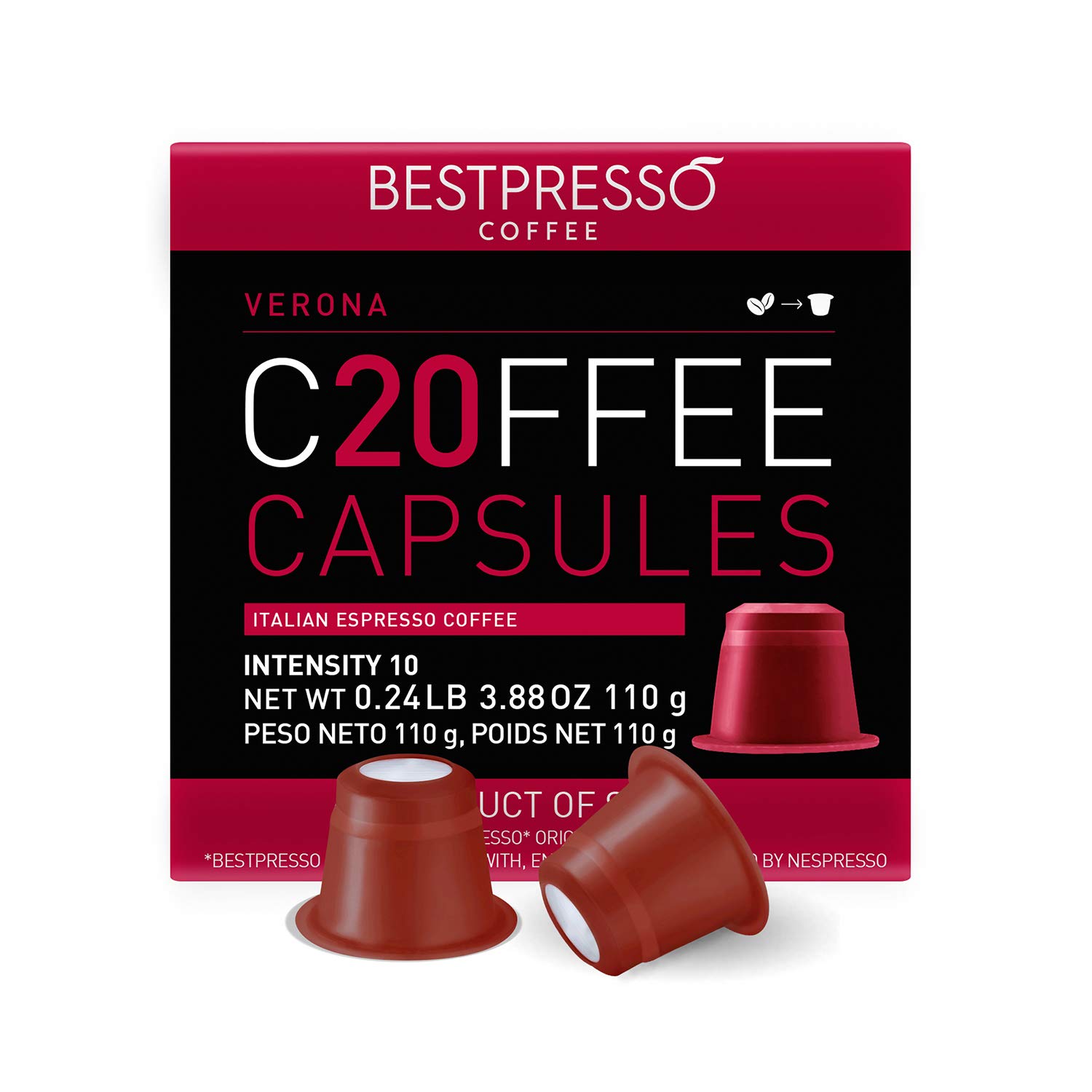 Bestpresso Coffee for Nespresso Original Machine 120 pods Certified Genuine Espresso Verona Blend (High Intensity) Pods Compatible with Nespresso Original 60 Days Satisfaction Guarantee