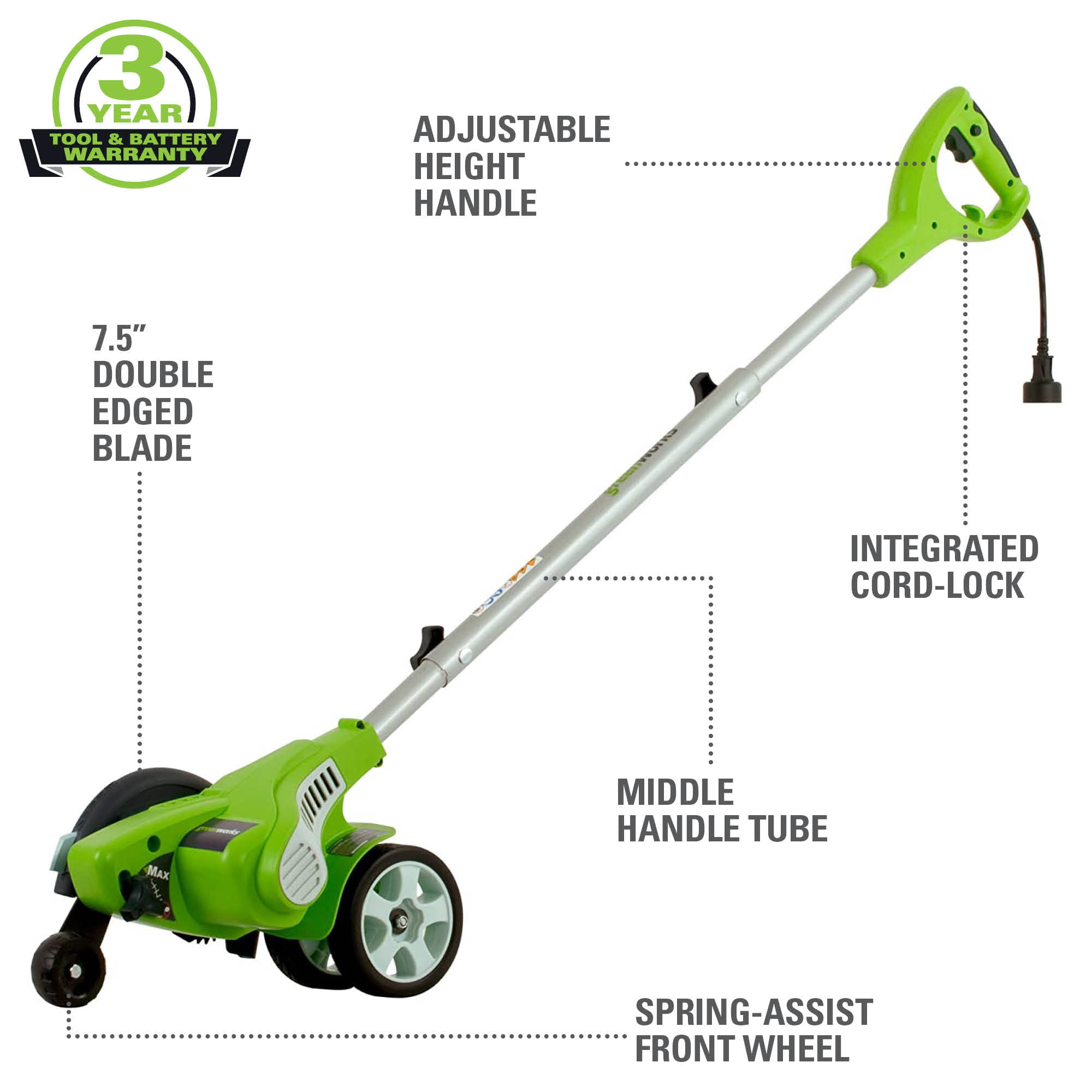 Greenworks 12 Amp 7.5-inch Corded Electric Edger. 27032