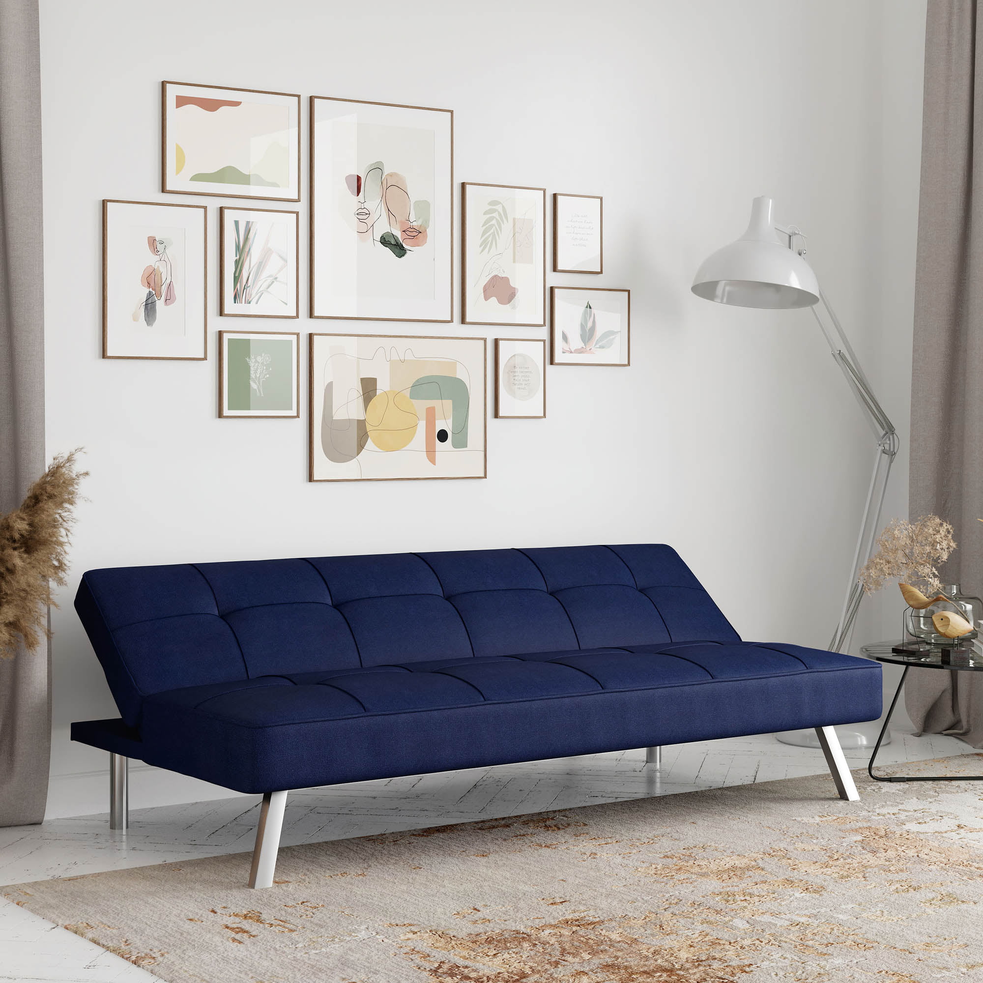 Serta Chelsea Modern Futon. Blue Fabric