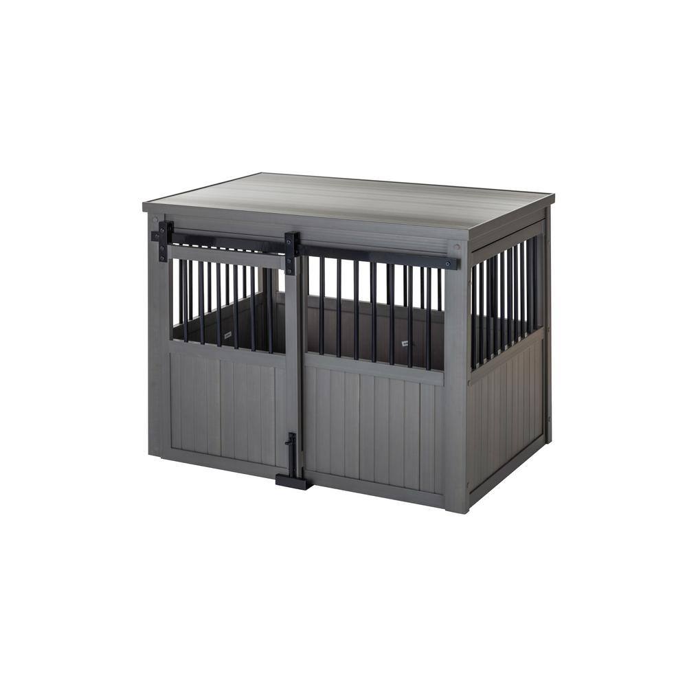 New Age Pet EHDBC15-05XL Homestead ECOFLEX Grey Sliding Barn Door Dog Crate Extra Large