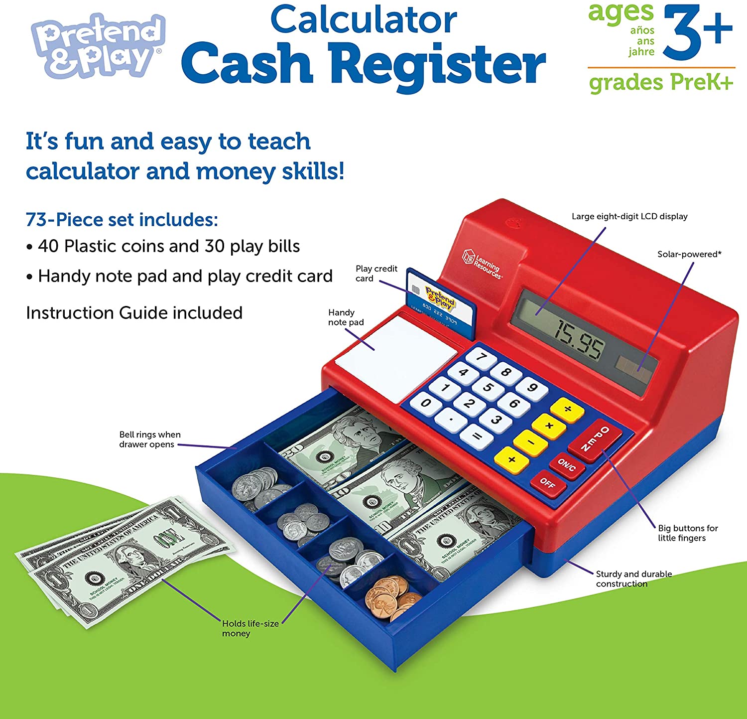 Learning Resources Pretend & Play Calculator Cash Register