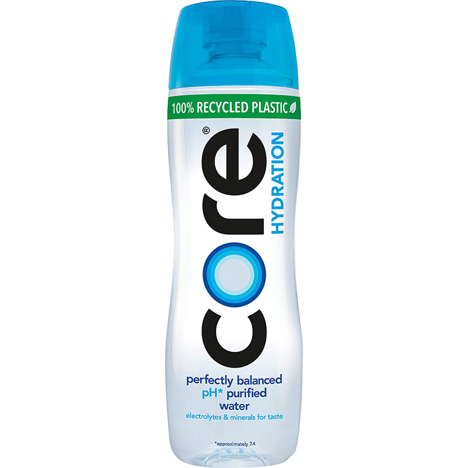 CORE Hydration. Nutrient Enhanced Water. Perfect 7.4 Natural pH. Ultra-Purified With Electrolytes and Minerals. Cup Cap For Sharing. 44 Fl Oz. Pack of 12