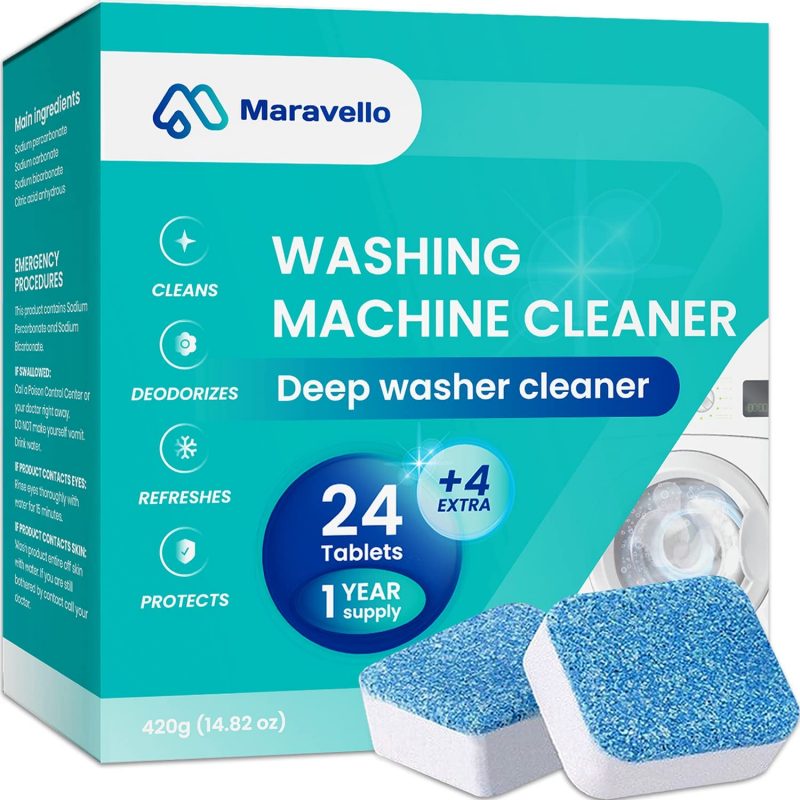 Maravello Washing Machine Cleaner. Solid Washer Deep Cleaning Tablet. 28 Tablets