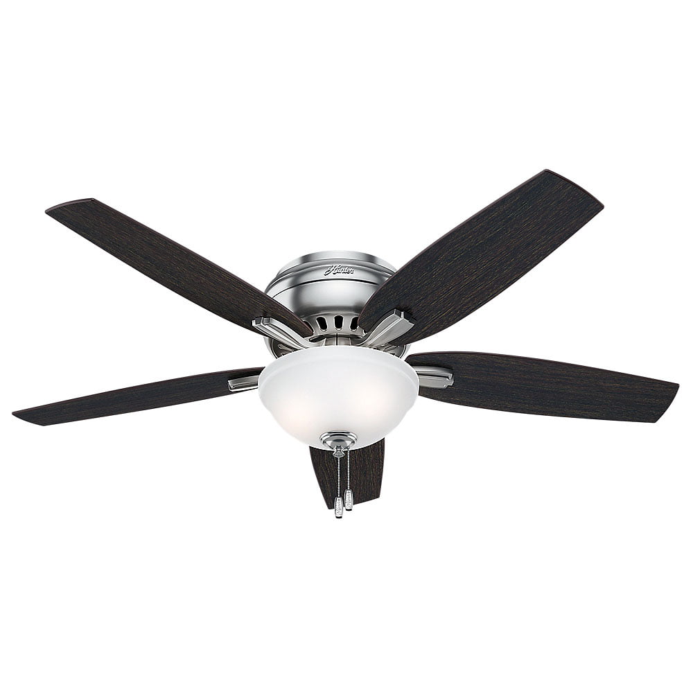 Hunter Newsome 52″ Low Profile Ceiling Fan with LED Light. Brushed Nickel