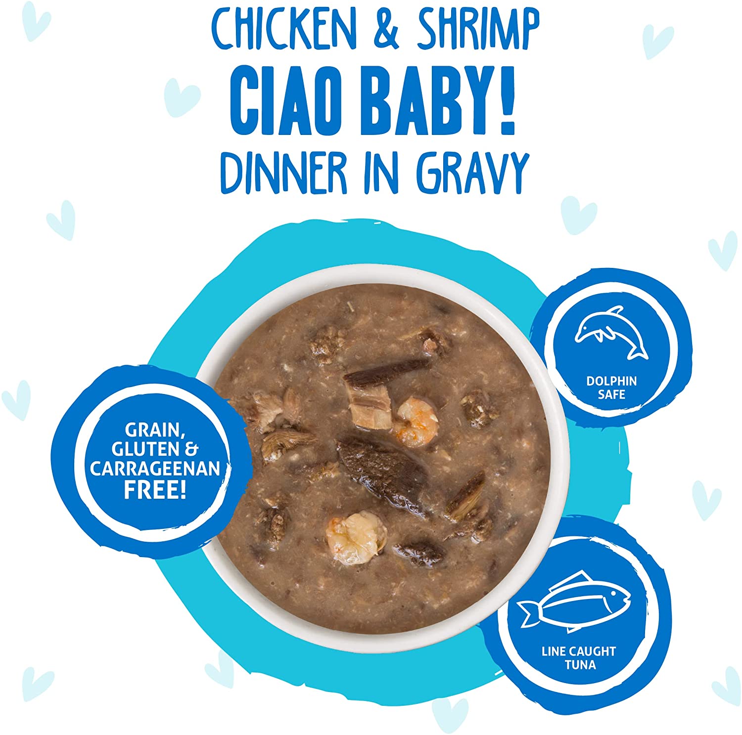 Weruva B.F.F. OMG - Best Feline Friend Oh My Gravy!. Ciao Baby! with Chicken & Shrimp in Gravy Cat Food. 2.8oz Pouch (Pack of 12)