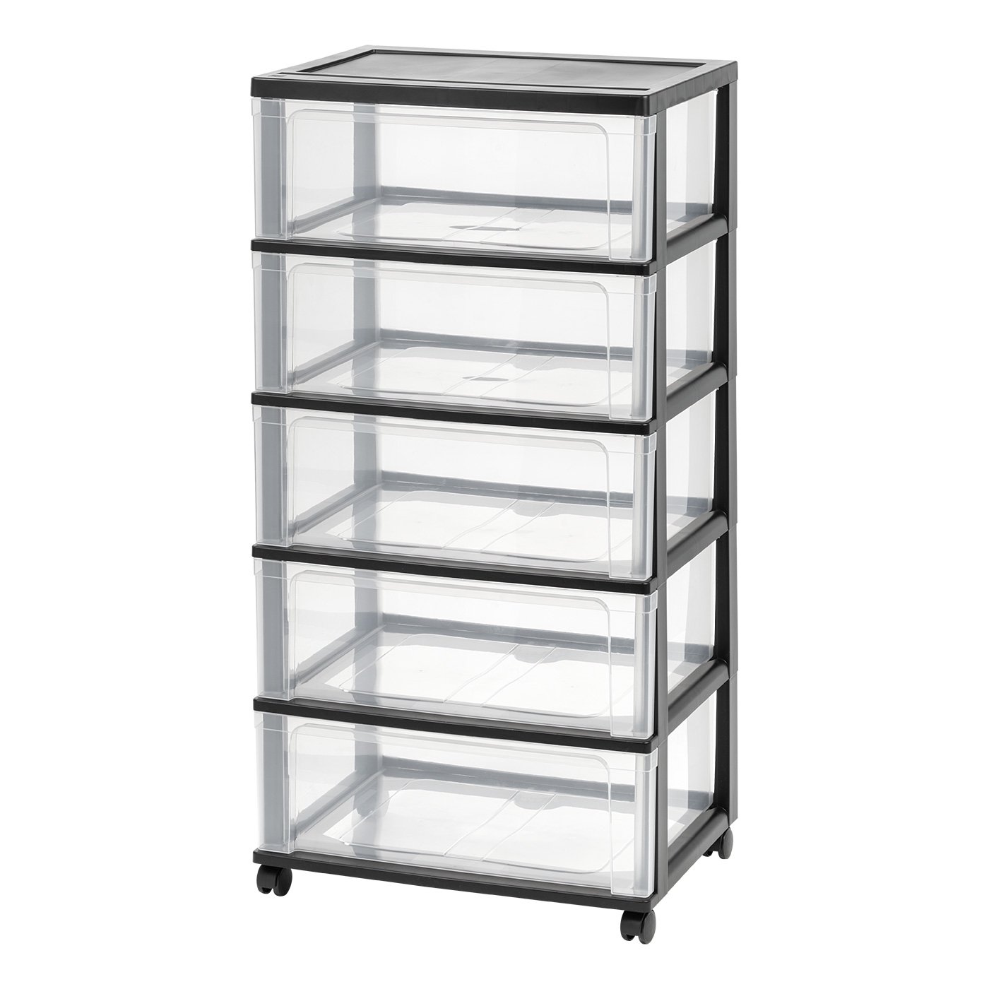 Iris 5 Drawer Rolling Storage Cart. 1 Pack. Black
