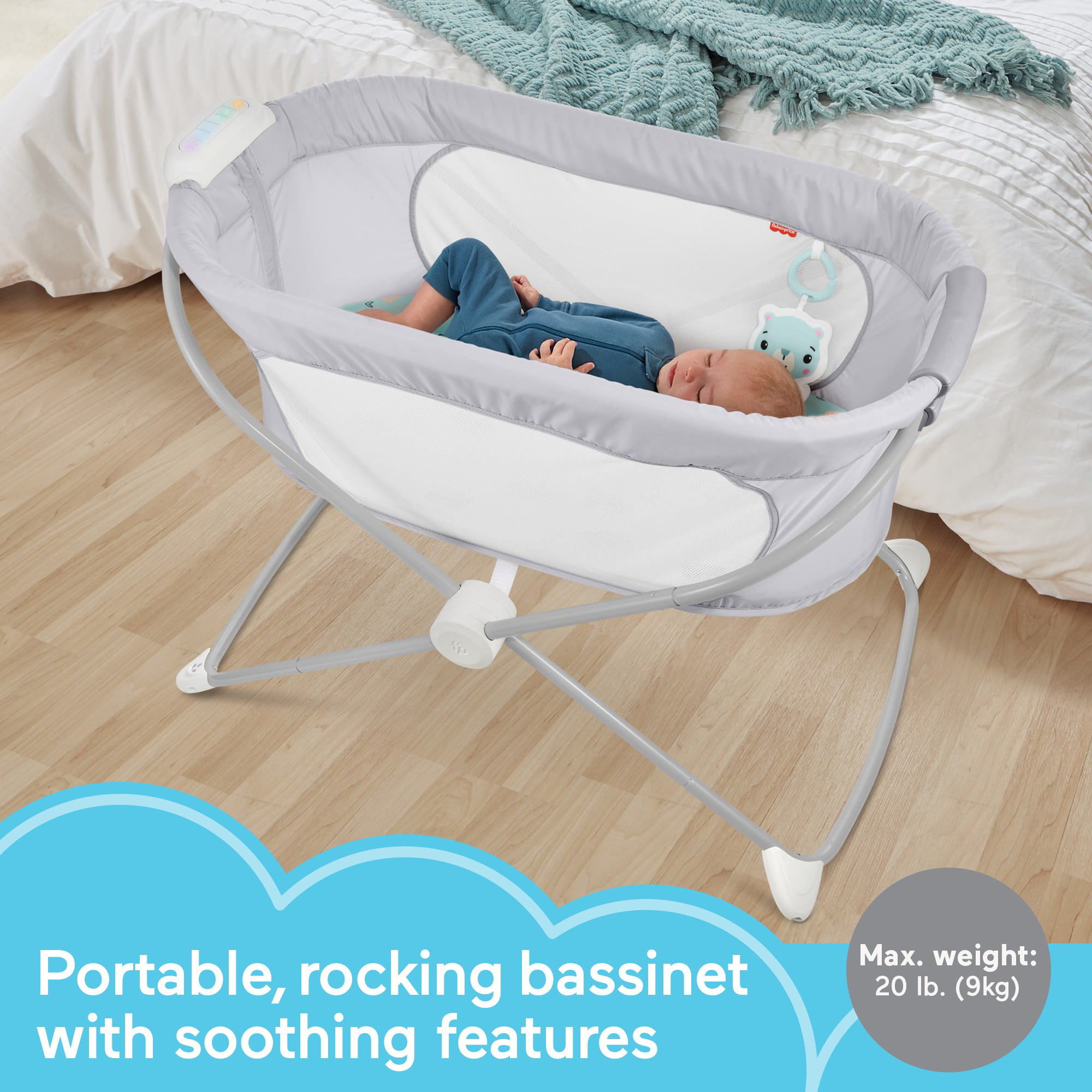 Fisher-Price Soothing View Vibe Bassinet Portable Baby Crib with Music & Vibrations. Cool Cactus&nbsp;
