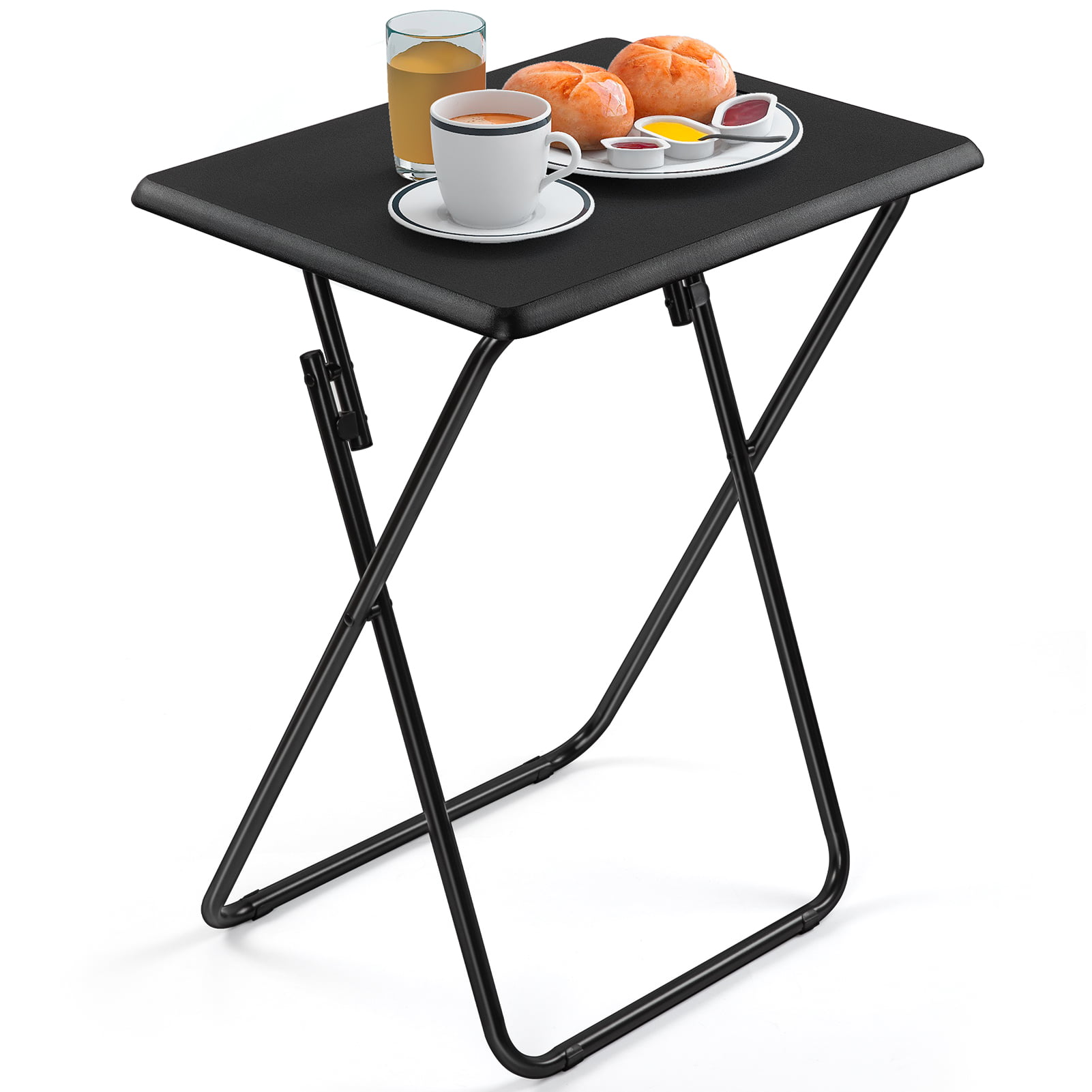 PERLESMITH Black Folding TV Tray Table for Eating. Snack Table for Bed & Sofa. End Table One Size