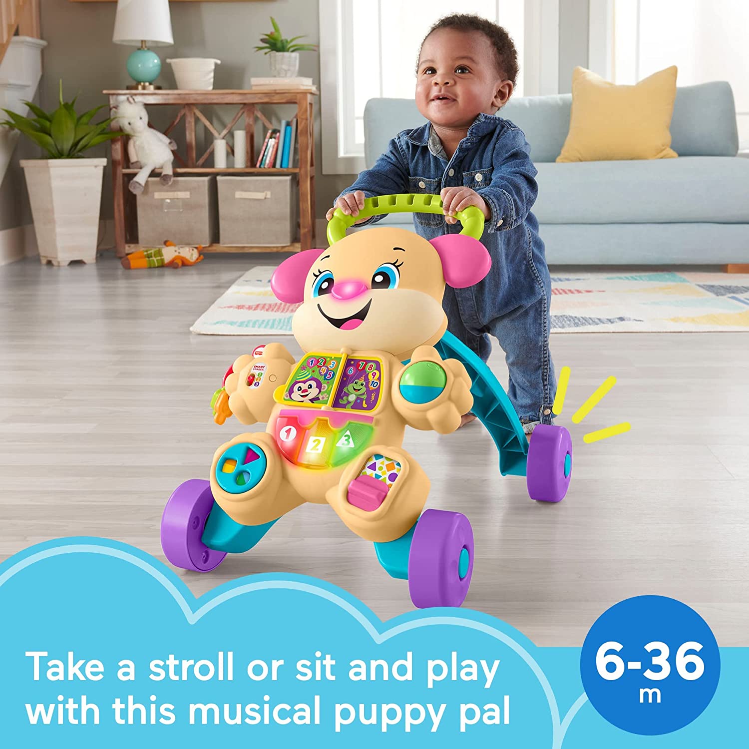 Fisher-Price Laugh & Learn Smart Stages Learn with Sis Walker. Musical Walking Toy for Babies and Toddlers Ages 6 to 36 Months