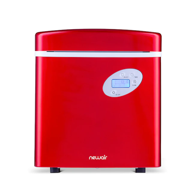 NewAir Portable Ice Maker 50 lb. Daily - Countertop Design - 3 Size Bullet Shaped Ice - AI-215R - Red