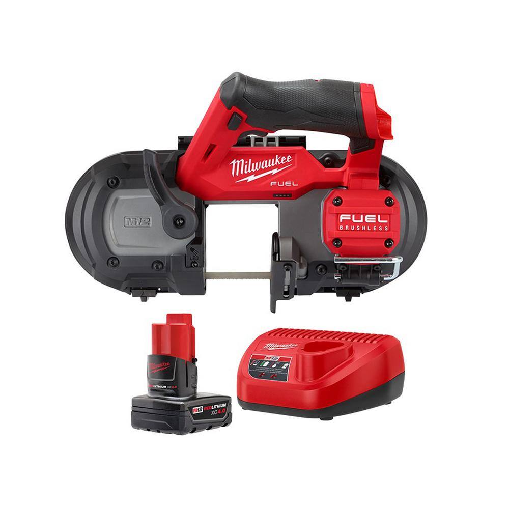 Milwaukee 2529-20-48-59-2440 M12 FUEL 12V Lithium-Ion Cordless Compact Band Saw W/M12 4.0 Ah Starter Kit