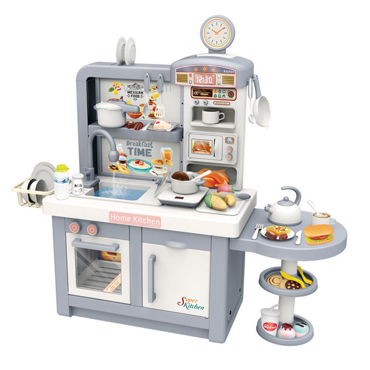 Kitchen Set for Kids 45 Pcs Pretend Play Cook. Sink. Light. Sound. Cutting Food. Steam and Water Features. by VALESSATI