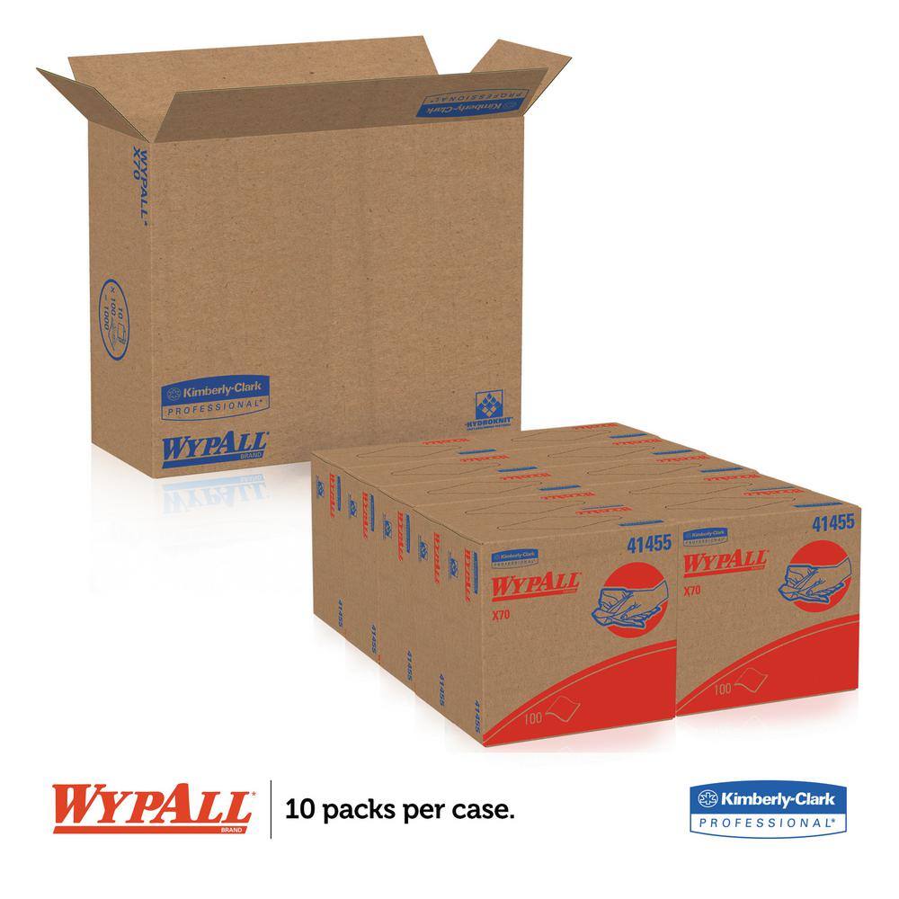 WYPALL KCC41455 X70 Cloths. POP-UP Box. 9-1/10 in. x 16-4/5 in.. White. 100/Box. 10 Boxes/Carton