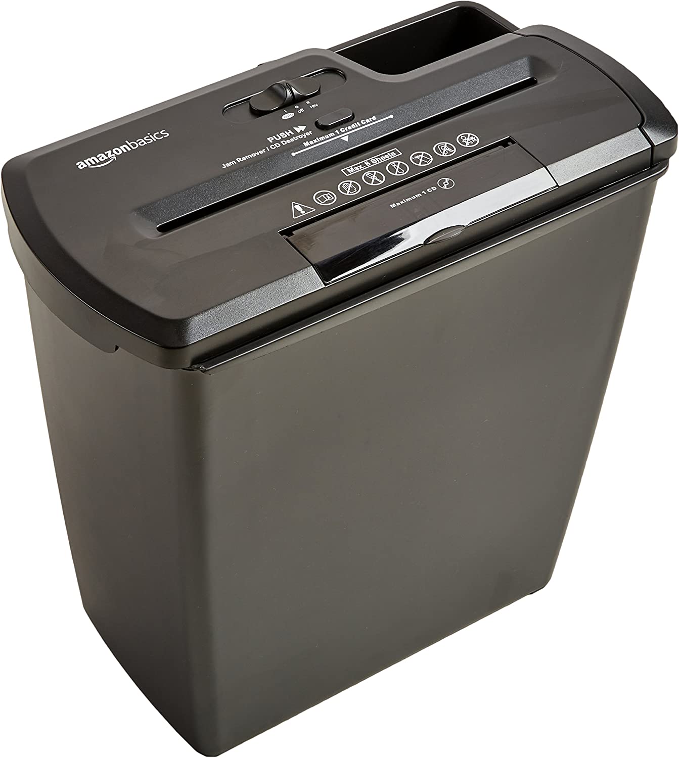 Amazon Basics 8-Sheet Strip-Cut Paper. CD. and Credit Card Shredder