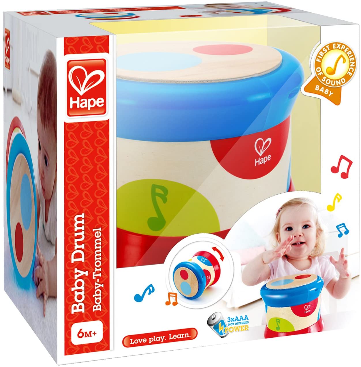 Hape Baby Drum. Colorful Rolling Drum Musical Instrument Toy