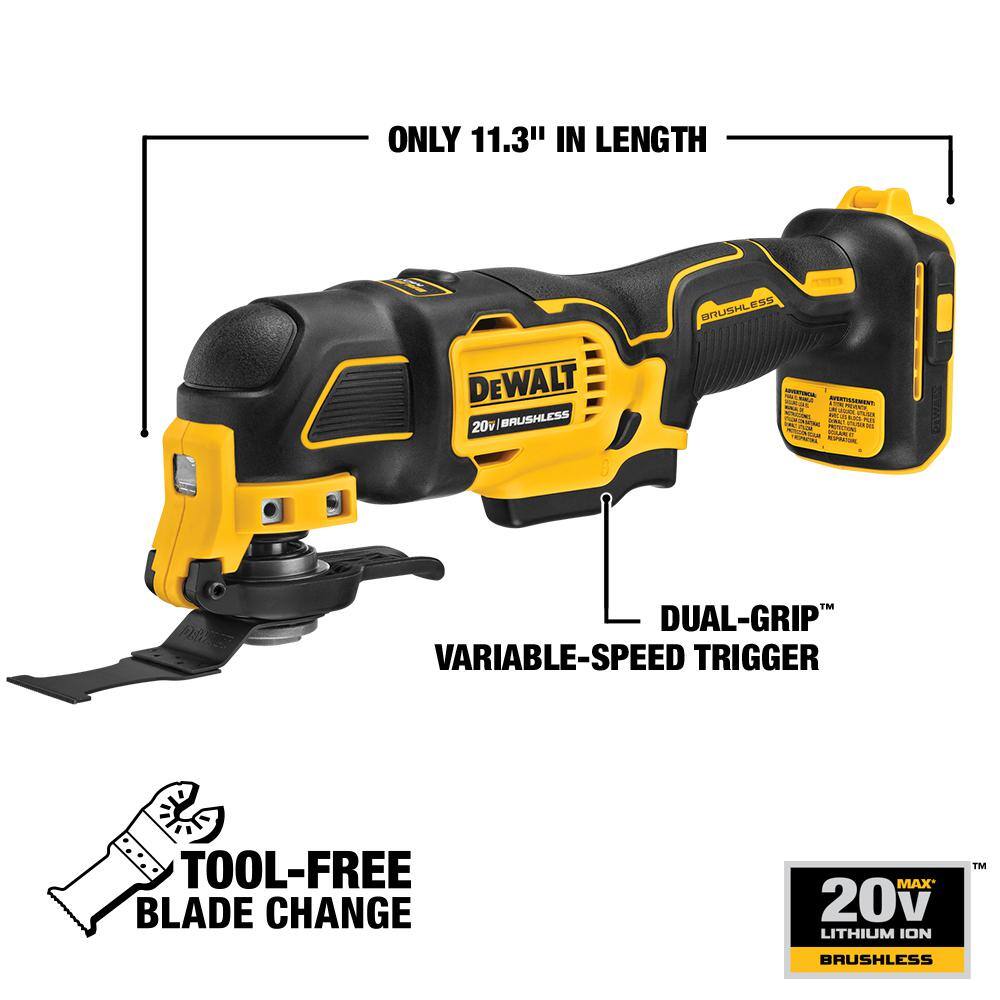 DEWALT DCS354Q1 ATOMIC 20V MAX Lithium-Ion Cordless Oscillating Tool Kit with 4.0Ah Battery. Charger and Kit Bag