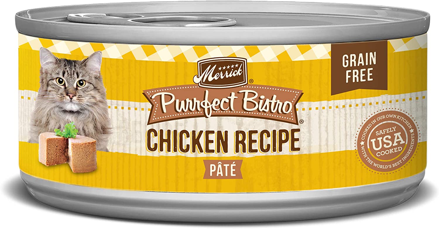 Merrick Purrfect Bistro Grain Free Canned Wet Cat Food - Chicken Pate - 5.5 Oz. case of 24
