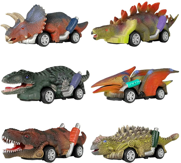 DINOBROS Dinosaur Toy Pull Back Cars. Pull Back Toy Cars. 6 Pack