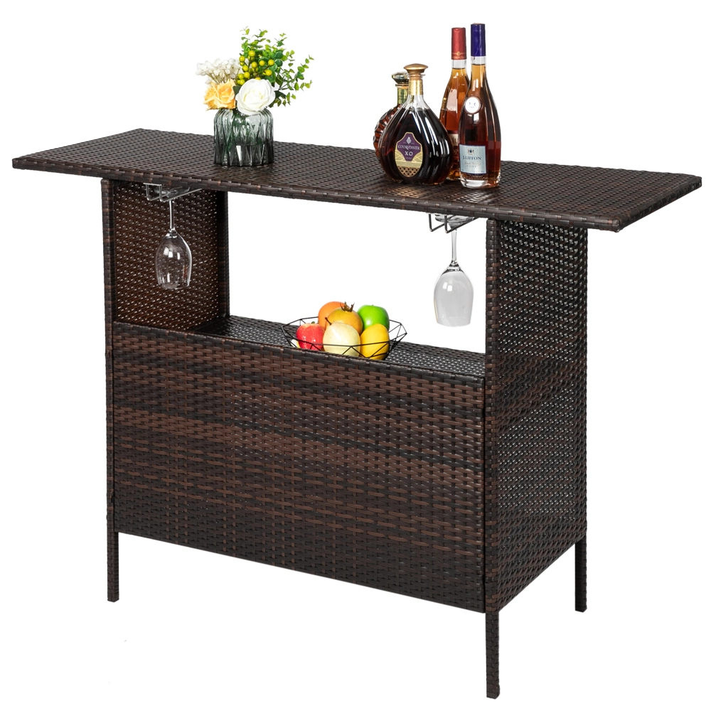 DISCOUNTTODAY Modern Stylish And Beautiful Bar Table Brown Gradient 55.12 x 18.5 x 36.22 (Brown Gradient Rattan)