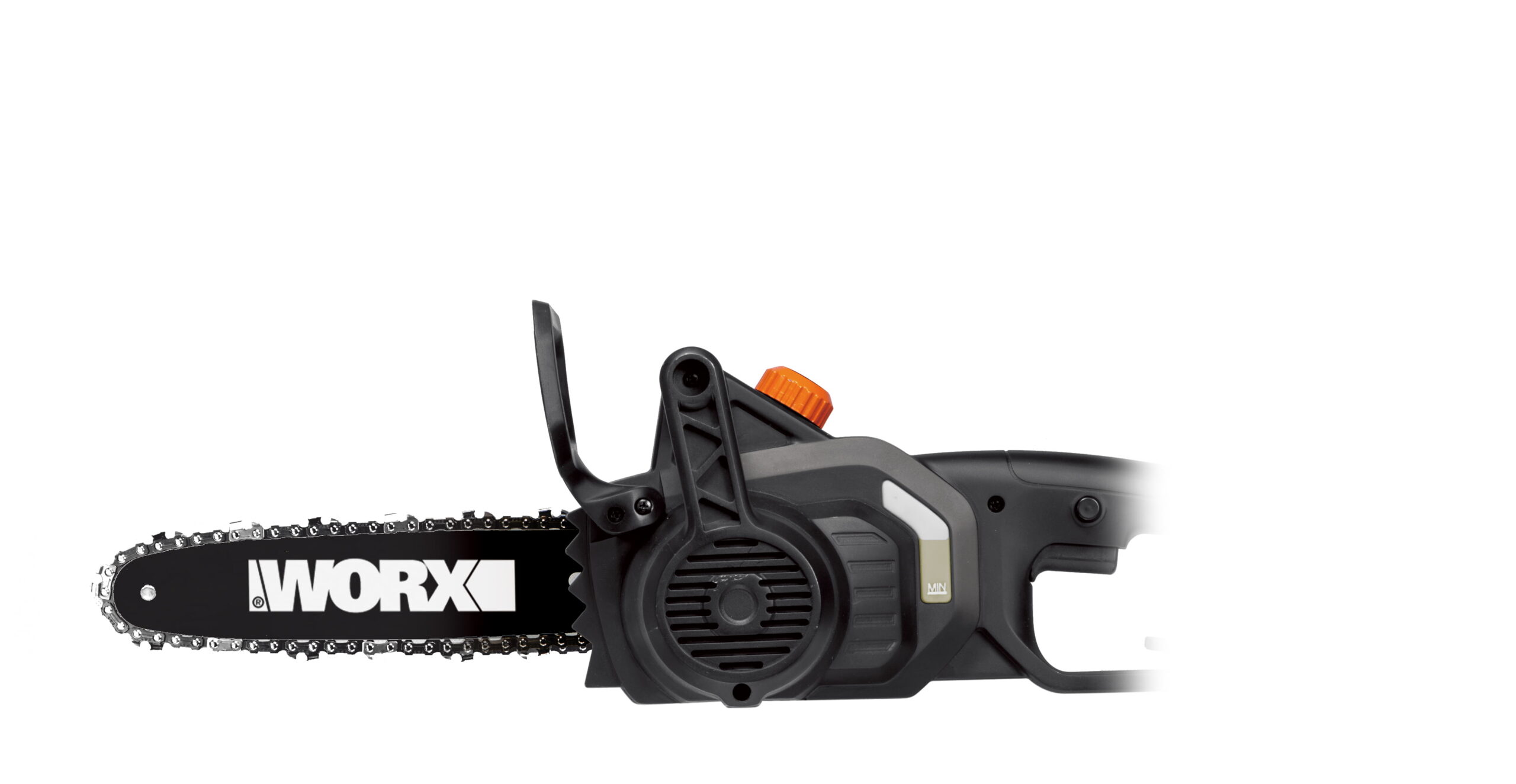 Worx WG309 10″ - 8 Amp 2-in-1 Chainsaw & Pole Saw with 10′ Reach. Tool-Free Chain-Tensioning