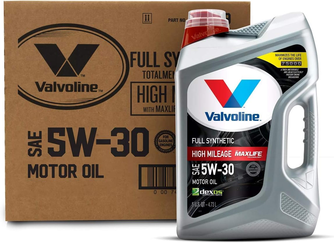 Valvoline Full Synthetic High Mileage with MaxLife Technology SAE 5W-30 Motor Oil 5 QT. Case of 3