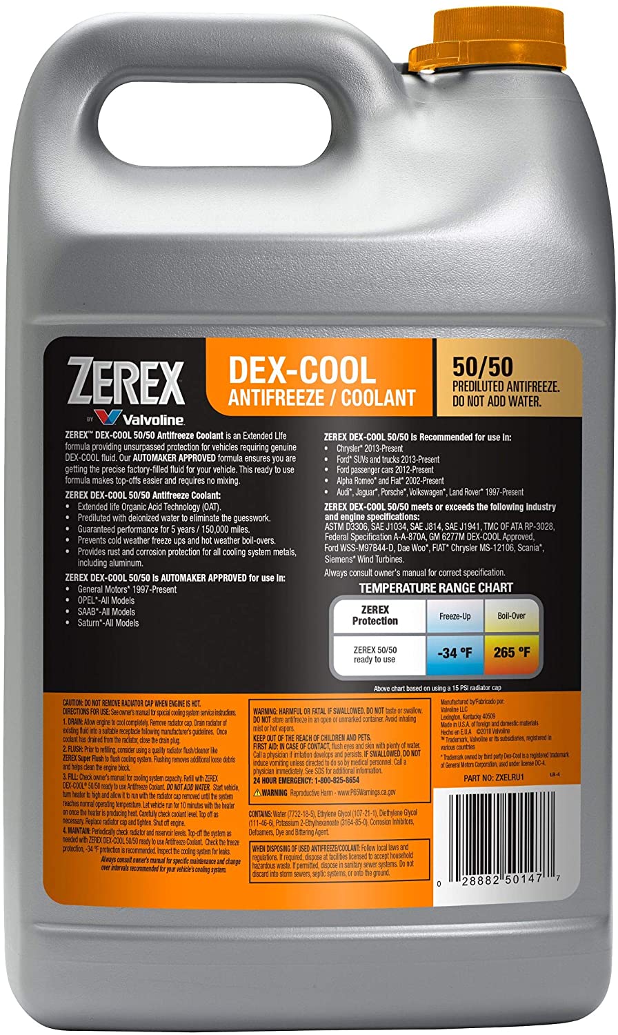 Zerex DEX-COOL Organic Acid Technology Prediluted Ready-to-Use Coolant 1 GA