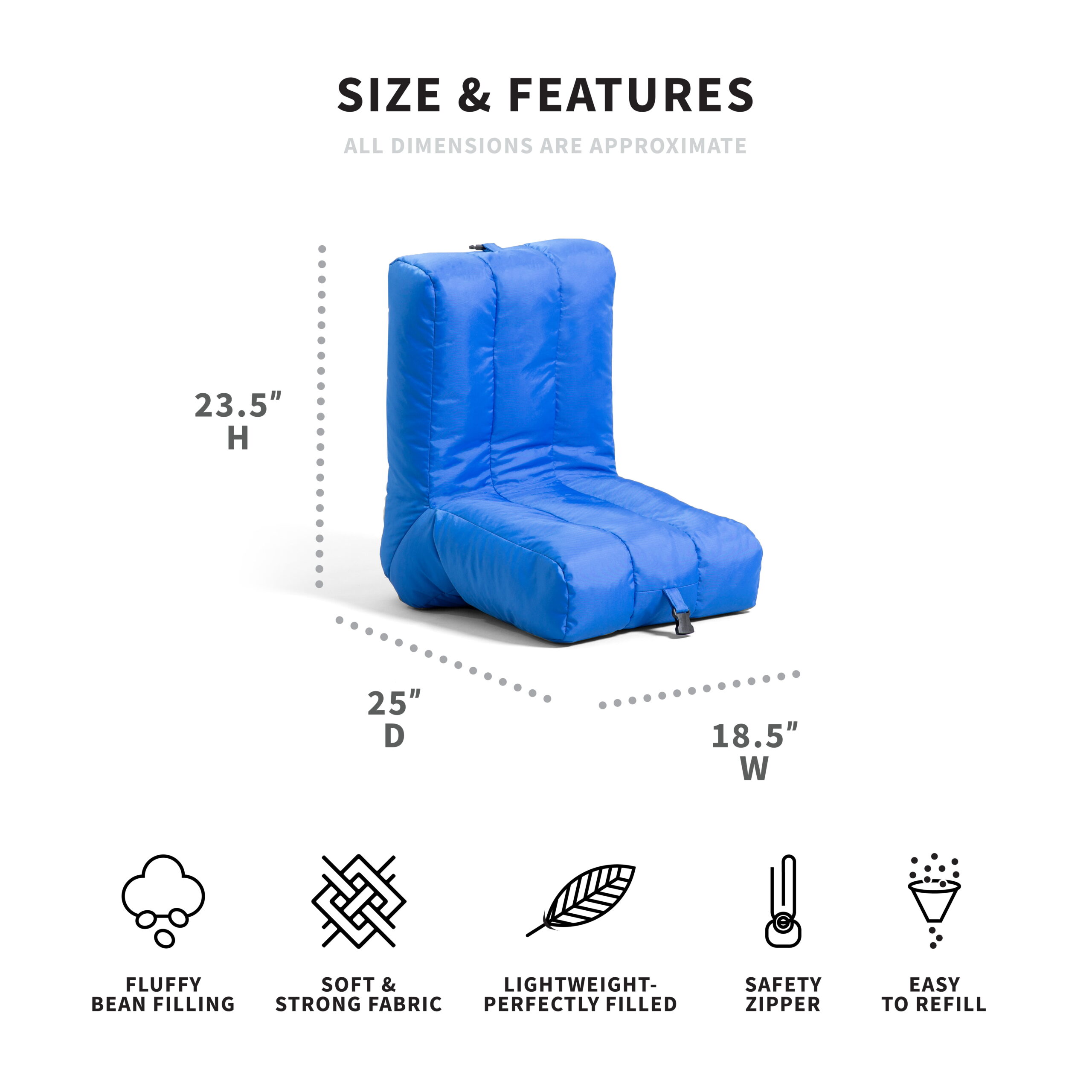 Big Joe Grab & Go Bean Bag Chair 2-Pack. Smartmax 1.5ft. Pacific Blue