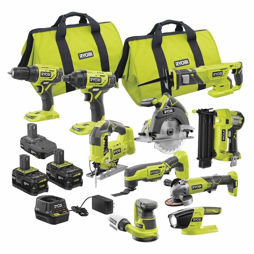 RYOBI PCK750KN ONE+ 18V Cordless 10-Tool Combo Kit with 3 Batteries and Charger