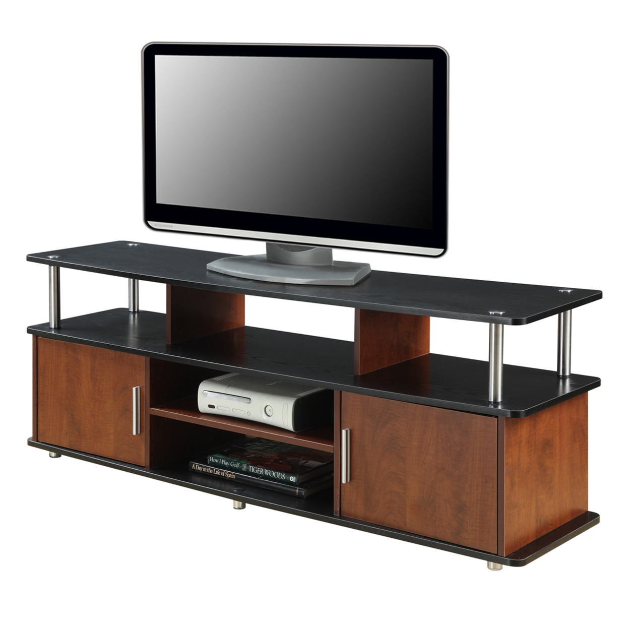 Designs2Go 60 inch Monterey TV Stand. Cherry and Black