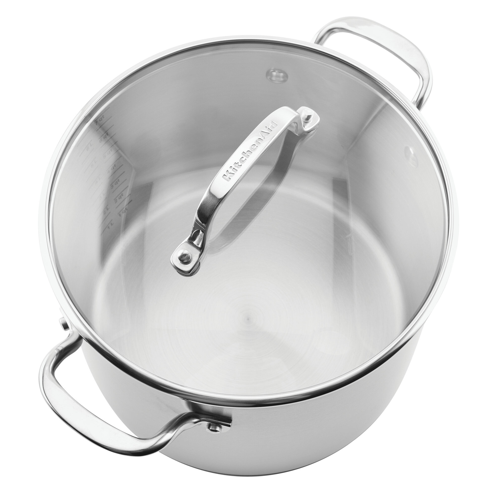 KitchenAid 3-Ply Base Stainless Steel Stockpot with Lid. 8-Quart. Brushed Stainless Steel