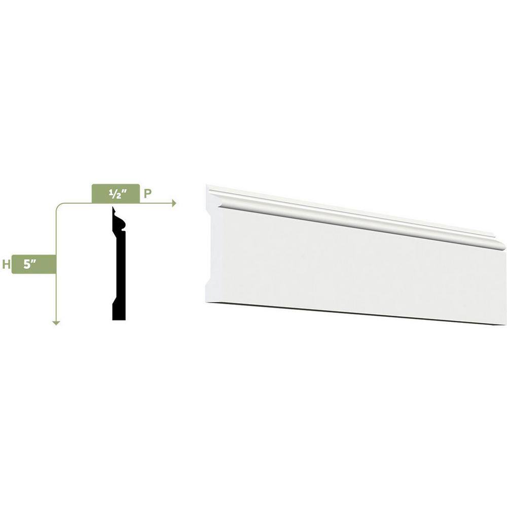 Ekena Millwork WM163EX96SWPV-CASE-12 5 in. x 1/2 in. x 96 in. Speed Base Moulding. PVC (12-Pack)