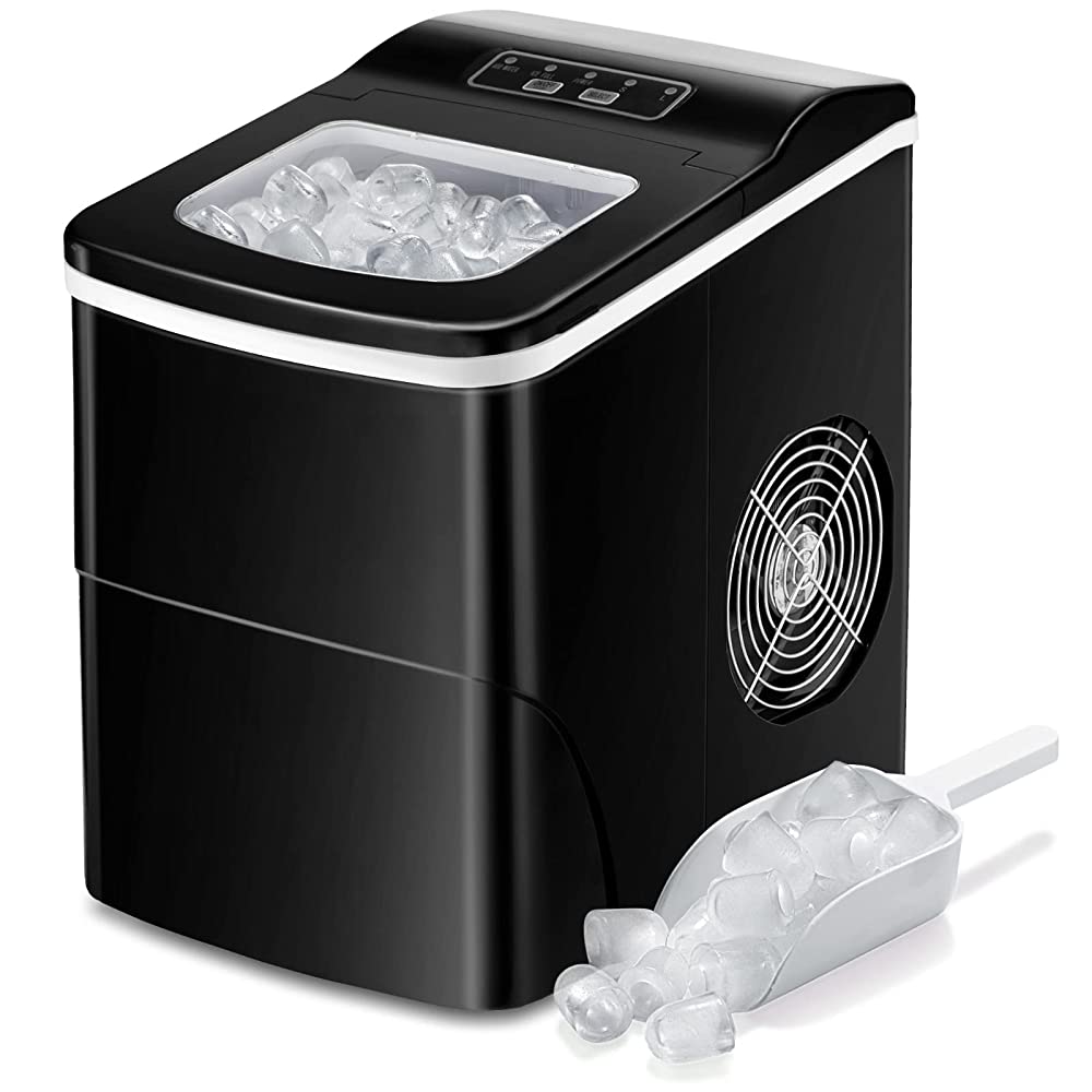 AGLUCKY Countertop Ice Maker Machine. Portable Ice Makers Countertop. Make 26 lbs ice in 24 hrs.Ice Cube Ready in 6-8 Mins with Ice Scoop and Basket