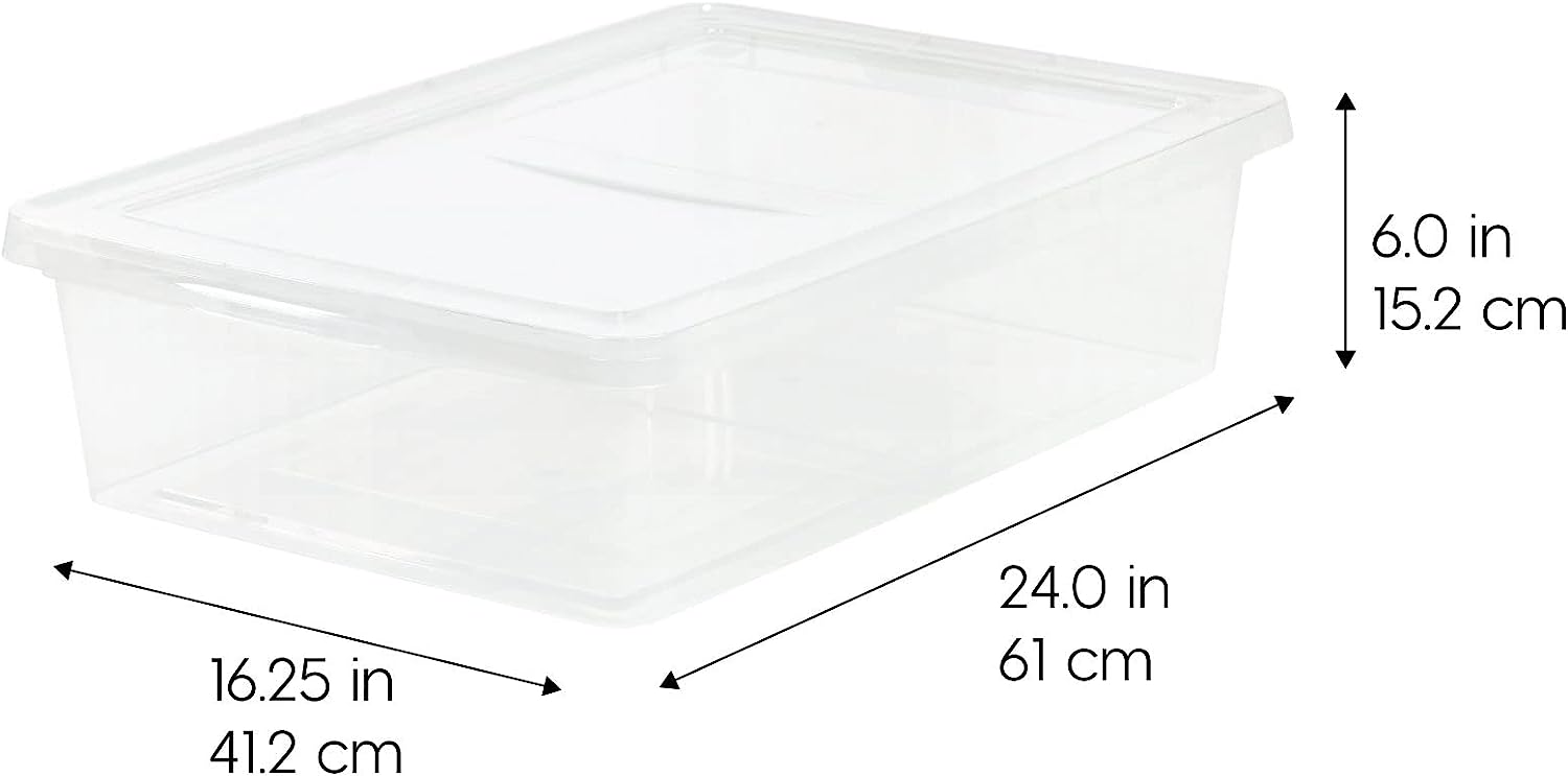 IRIS USA 28 Qt. Plastic Storage Container Bin with Latching Lid. Stackable Nestable Box Tote Closet Organization School Art Supplies - Clear. 1 Count (Pack of 10)